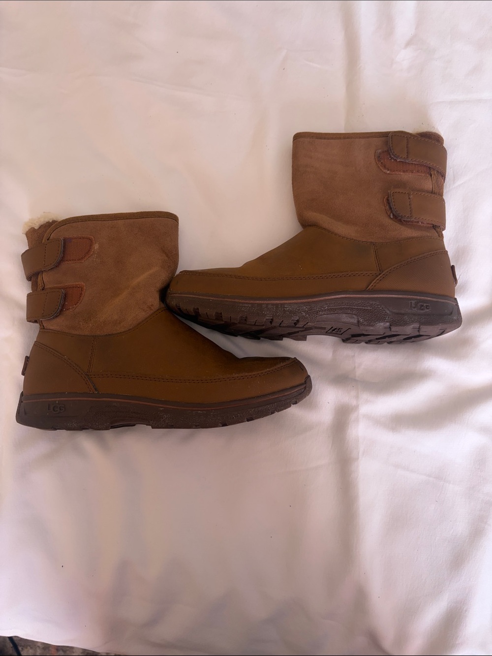 UGG kids Brown Suede & Leather Waterproof Winter Boots